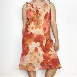 Vintage Fashion Bug Orange Floral Glitter Dress